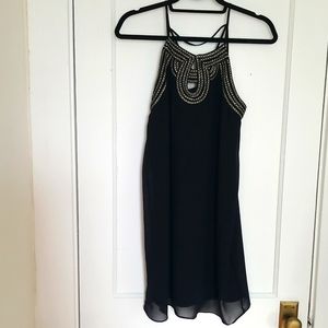Women's A.Byer Black Dress  Size M with Gold Top.Design  Straps Details in Back